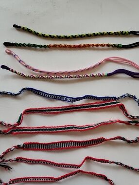10 Handmade Woven Friendship Bracelets - Multicolor Set